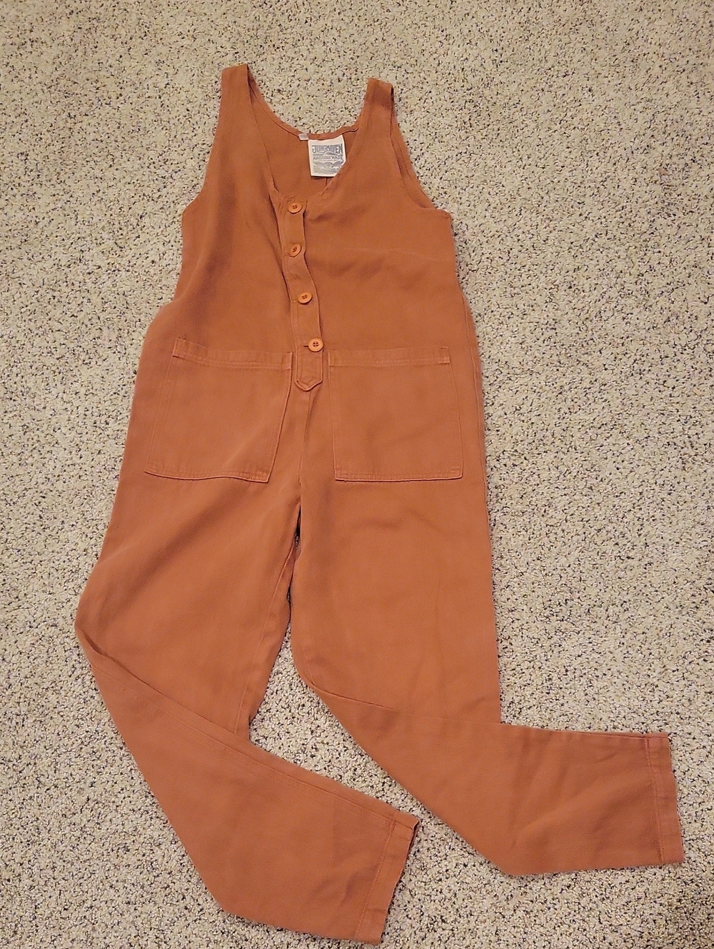 Jungmaven Button Front Jumper Jumpsuit Orange Brown Hemp Organic Cotton Small